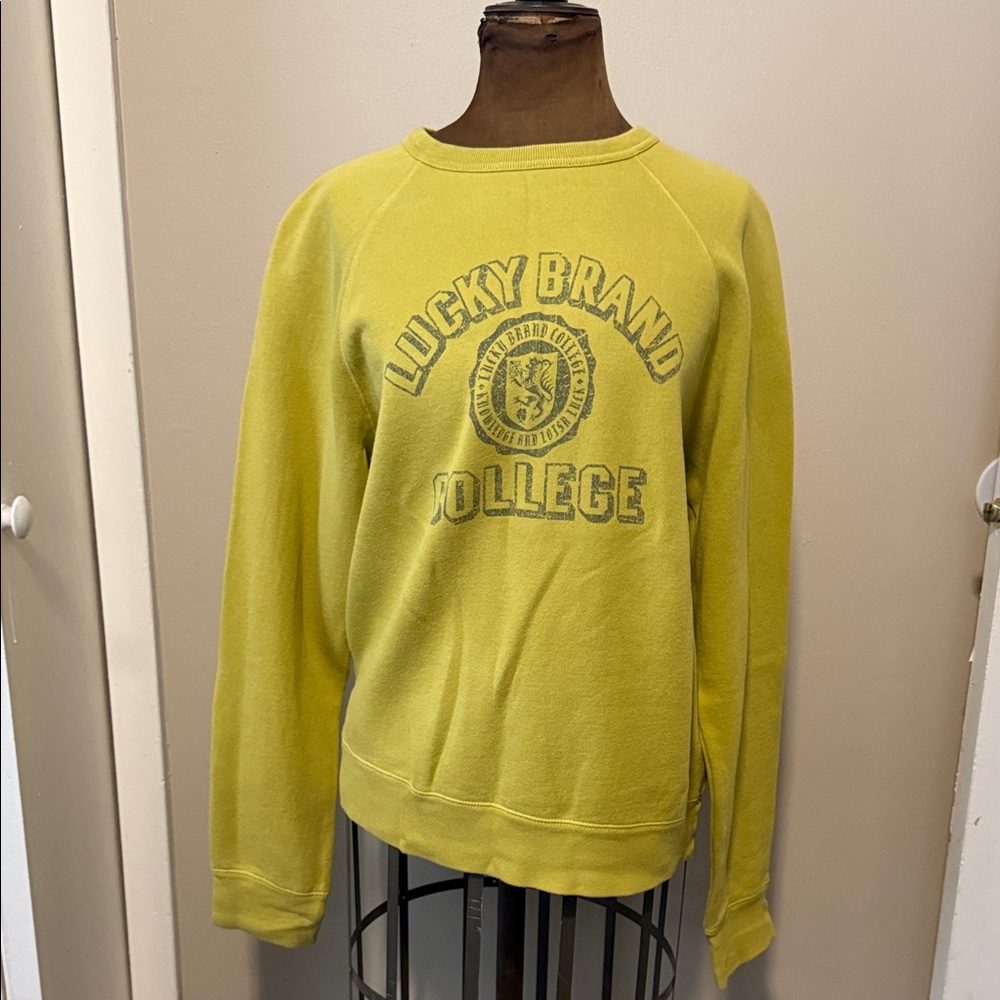 Lucky Brand College Graphic Lime Sweatshirt